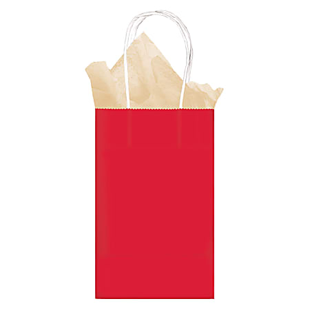 Amscan Kraft Paper Gift Bags, Small, Apple Red,