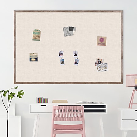 U Brands Linen Bulletin Board 72 X 47 Brown Rustic Wood Frame
