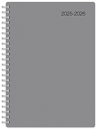 2025-2026 Office Depot® Brand Weekly/Monthly Academic Planner, 5" x 8", 30% Recycled, Gray, July 2025 To June 2026
