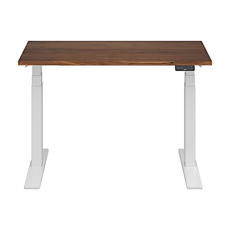 FlexiSpot E7 Commercial 48"W Electric Adjustable Height Standing Desk, Black Walnut Top/White Base
