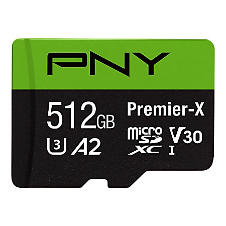 PNY Premier-X Class 10 U3 V30 100 Mbps microSDXC Flash Memory Card, 512GB