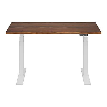 FlexiSpot E7 Commercial 55"W Electric Adjustable Height Standing Desk, Black Walnut Top/White Base