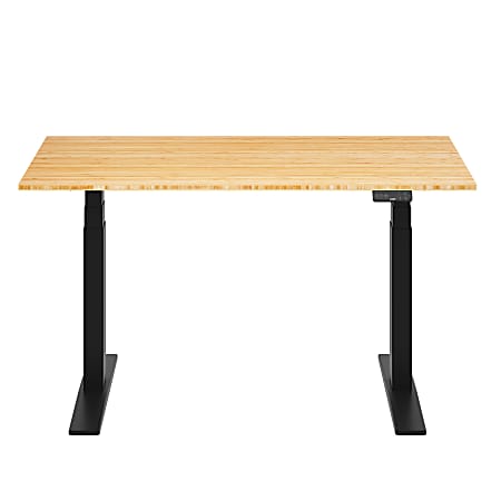 FlexiSpot E7 Commercial 55"W Electric Adjustable Height Standing Desk, Bamboo Top/Black Base