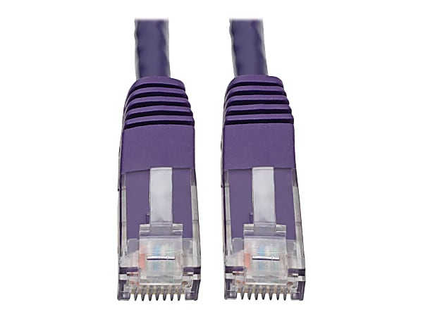 Tripp Lite Cat6 Cat5e Gigabit Molded Patch Cable RJ45 M/M 550MH Purple 50ft 50' - 1 x RJ-45 Male Network - 1 x RJ-45 Male Network - Gold Plated Contact - Purple