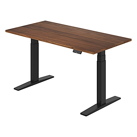 FlexiSpot E7 Commercial 60"W Electric Adjustable Height Standing Desk, Black Walnut Top/Black Base