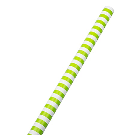JAM Paper® Wrapping Paper, Stripe, 25 Sq Ft, Lime Green/White