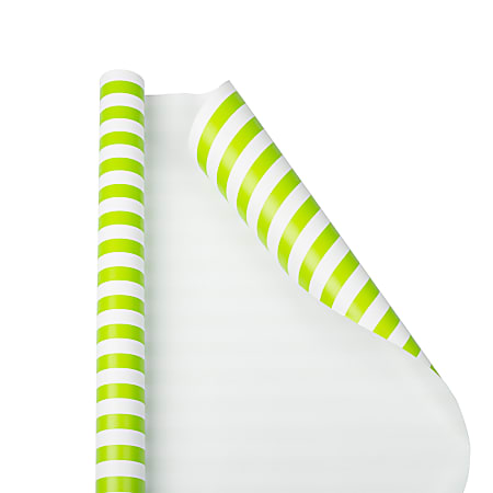 Jam Paper Lime Green Glossy Gift Wrapping Paper Roll - 2 Packs Of