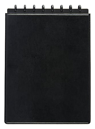 TUL® Top-Bound Discbound Notebook, Letter Size, Leather Cover, 60 Sheets, Black