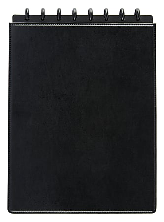 TUL® Top-Bound Discbound Notebook, Letter Size, Leather Cover, 60 Sheets, Black