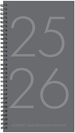 2025-2026 Willow Creek Press Academic Weekly/Monthly Spiral Planner, 3-1/2" x 6-1/2", Charcoal Gray, July 2025 To June 2026, 56868