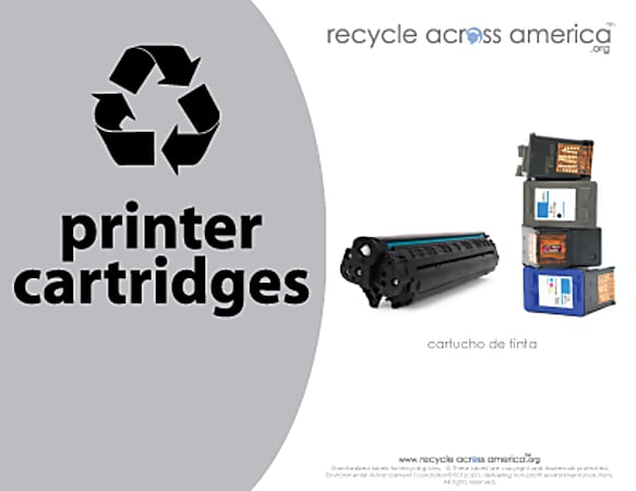 Recycle Across America Ink And Toner Cartridges Standardized Recycling Labels, CART-8511, 8 1/2" x 11", Gray