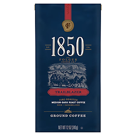 Folgers 1850 Ground Coffee Medium Dark Roast TraiLb Perlazer 12 Oz