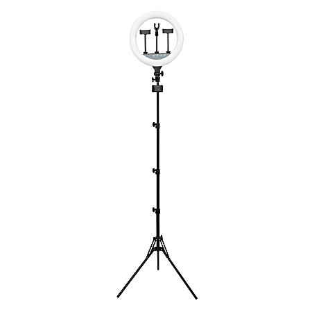 Realspace™ 14" LED Ring Light On Tripod Stand With 4 Mounts And Bluetooth® Controller, Adjustable, 94-1/2"H, Black