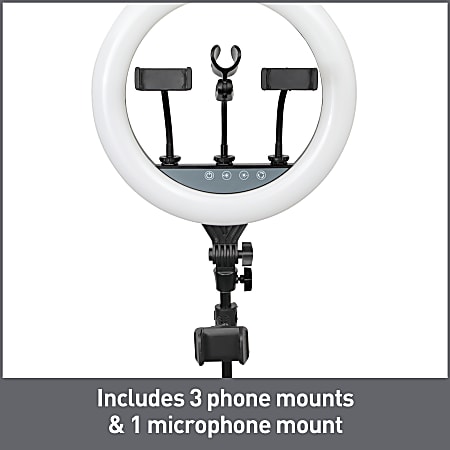 Realspace 14 LED Ring Light On Tripod Stand With 4 Mounts And