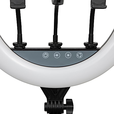 Realspace 14 LED Ring Light On Tripod Stand With 4 Mounts And Bluetooth  Controller Adjustable 94 12 H Black - Office Depot