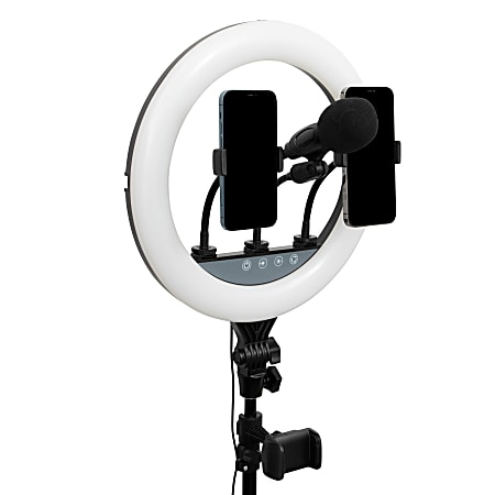 Realspace 6 LED Ring Light With Clip On Monitor Mount Or Tripod Stand  Adjustable 9 58 H Black - Office Depot