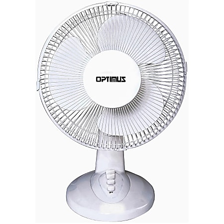 Optimus Oscillating Table Fan, 13" x 12", White