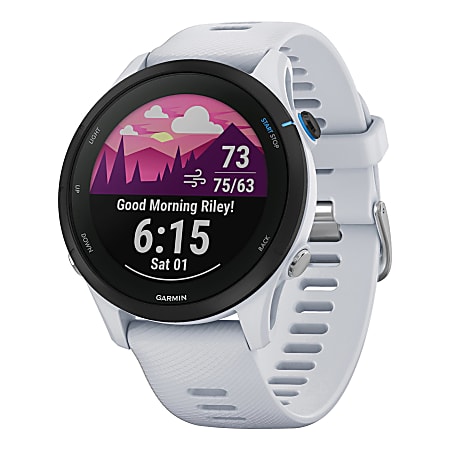 Garmin Forerunner 255 Music Running Smartwatch, Whitestone