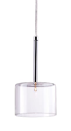 Zuo Modern® Storm Ceiling Lamp, 5-1/2"W, Clear Glass Shade, Chrome Base