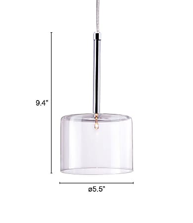 Zuo Modern Storm Ceiling Lamp 5 12 W Clear Glass Shade Chrome Base Office Depot