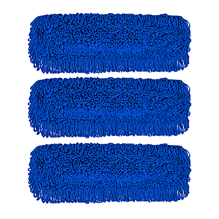 Gritt Commercial Microfiber Looped Dust Mop Pad Head, 24", Blue, Pack Of 3 Pad Heads