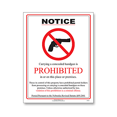 ComplyRight™ State Weapons Law Poster, English, Nebraska, 8-1/2" x 11"