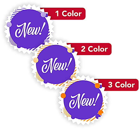 Custom 1, 2 Or 3 Color Printed Labels/Stickers, Starburst Shape, 1-1/4", Box Of 250