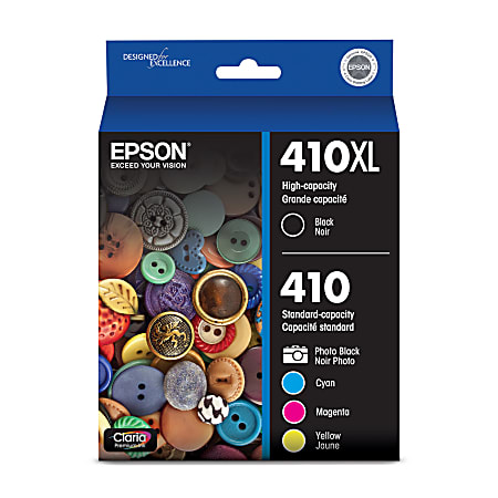 Epson® 410XL Claria® Premium High-Yield Black And Photo Black And Cyan,  Magenta, Yellow Ink Cartridges, Pack Of 5, T410XL-BCS