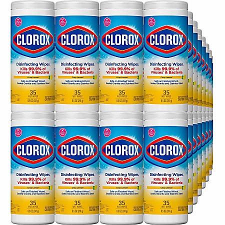Clorox Disinfecting Cleaning Wipes - Ready-To-Use Wipe - Crisp Lemon Scent - 35 / Canister - 420 / Bundle - Yellow