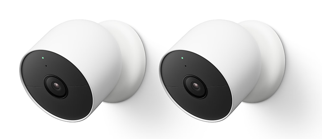 Google Nest Indoor/Outdoor Network Security Camera, White, Set Of 2