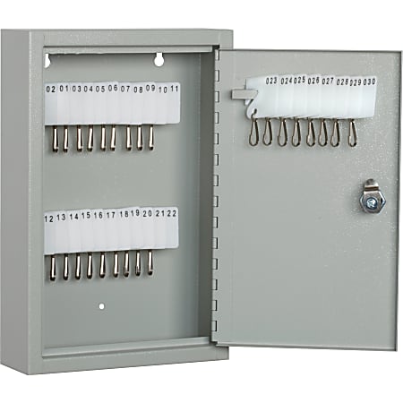 SKILCRAFT® 90-Key Locking Steel Key Cabinet, 17-1/4”H x 14”W x 3-1/4”D, 20% Recycled, Gray