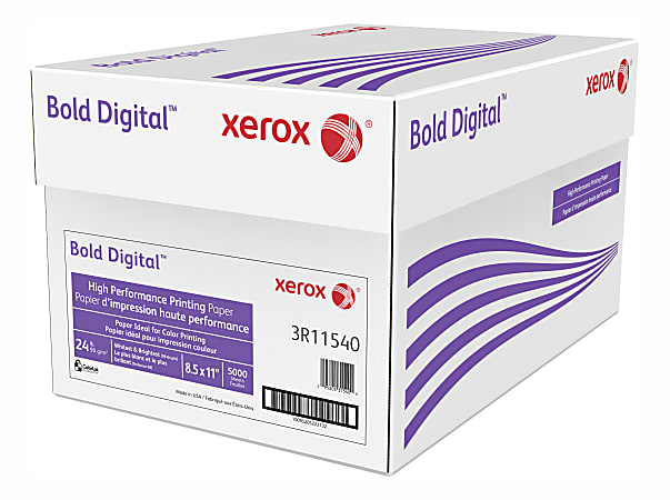 Xerox® Bold Digital™ Printing Paper, Letter Size (8 1/2" x 11"), 98 (U.S.) Brightness, 24 Lb, FSC® Certified, Ream Of 500 sheets, Case of 10 Reams