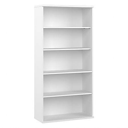 Bush Business Furniture Hybrid 73"H 5-Shelf Bookcase, White, Standard Delivery