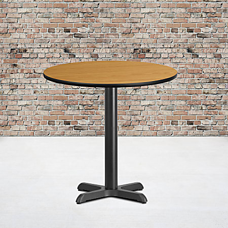 Flash Furniture Round Laminate Table Top With Table Height Base, 31-3/16"H x 30"W x 30"D, Natural