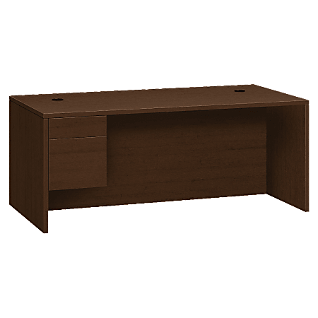 HON® 10500 Series Left Pedestal Desk With Box And File Drawers, 72" x 36", Mocha