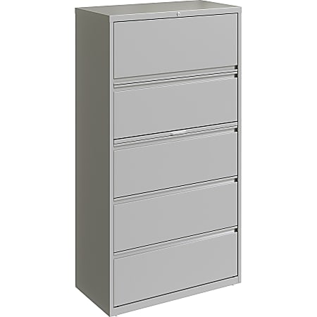 Lorell® 36"W Lateral 5-Drawer File Cabinet, Metal, Silver
