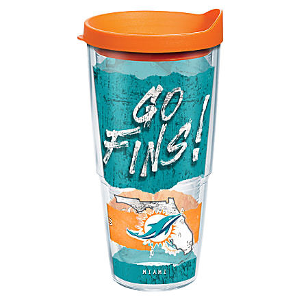 Tervis NFL Statement Tumbler With Lid, 24 Oz, Miami Dolphins