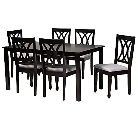 Baxton Studio Reneau Dining Set, 29-3/16”H x 59-1/16”W x 35-1/16”D, Gray/Espresso