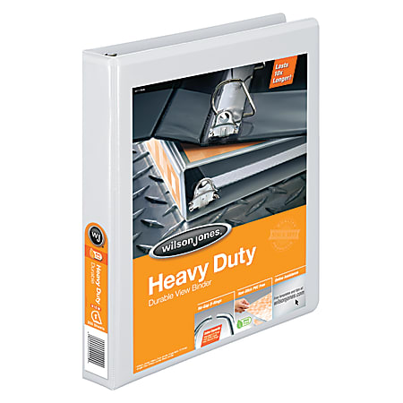 Wilson Jones® 385 Heavy-Duty View 3-Ring Binder, 1" D-Rings, White