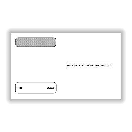 ComplyRight™ Double-Window Envelopes For W-2 (5206 And 5208) Tax Forms, Self-Seal, White, Pack Of 100 Envelopes