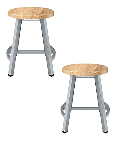 National Public Seating Titan Stools, 18"H, Wood/Gray, Pack Of 2 Stools