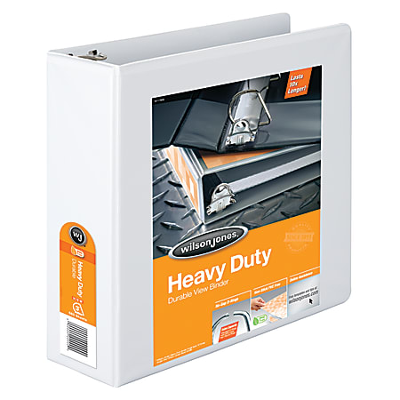 Wilson Jones® Heavy-Duty View 3-Ring Binder, 3" D-Rings, White