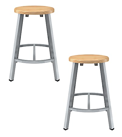 National Public Seating Titan Stools, 24"H, Wood/Gray, Pack Of 2 Stools