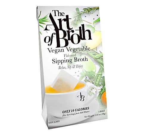 The Art of Broth Vegan Vegetable Flavored Sipping Broth, Box Of 6 Bags