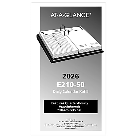 AT A GLANCE 2026 Daily Loose Leaf Desk Calendar Refill Standard 4 12 x ...