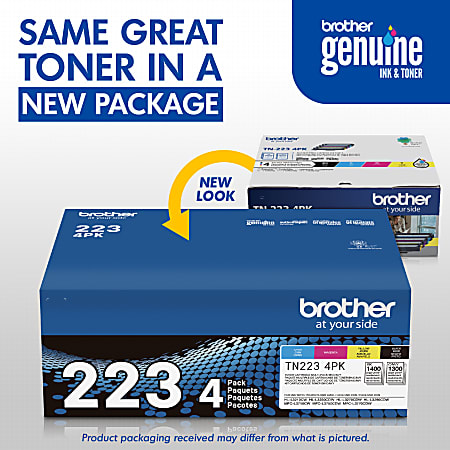 Brother® TN223 Black And Cyan, Magenta, Yellow Toner Cartridges, Pack Of 4,  TN223 combo