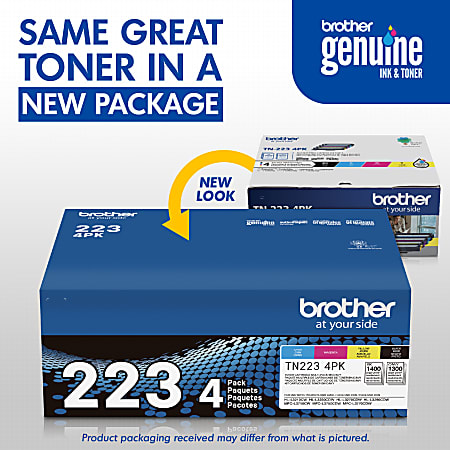 Brother® TN223 Black And Cyan, Magenta, Yellow Toner Cartridges, Pack Of 4, TN223 combo Brother® TN223 Black And Cyan, Magenta, Yellow Toner Cartridges, Pack Of 4, TN223 combo