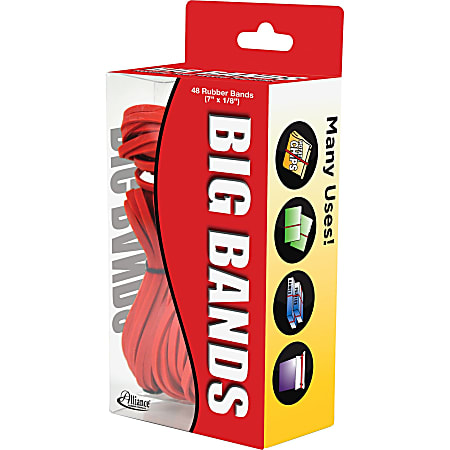 Alliance Rubber 00699 Big Bands Large Rubber Bands for Oversized Jobs 48  Pack 7 x 18 Red - Office Depot
