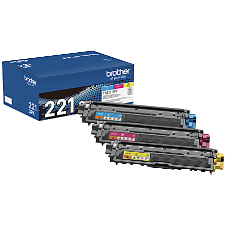 Brother® TN221 Cyan/Magenta/Yellow Toner Cartridges, Pack Of 3 Cartridges