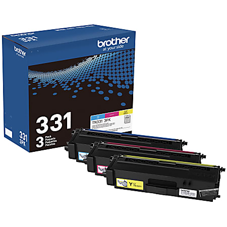 Brother TN331 Standard Yield Cyan, Magenta and Yellow Toner Cartridges, 3-pack, TN3313PK